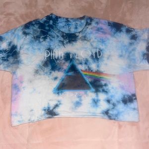 Pink Floyd blue tie-dyed crop top